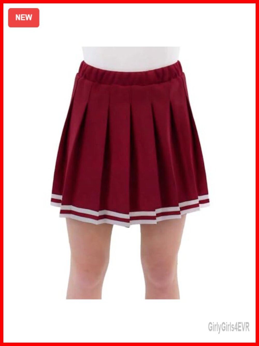 Knit Pleated Cheerleading Uniform Skirt High Stretch Pull On Above Knee